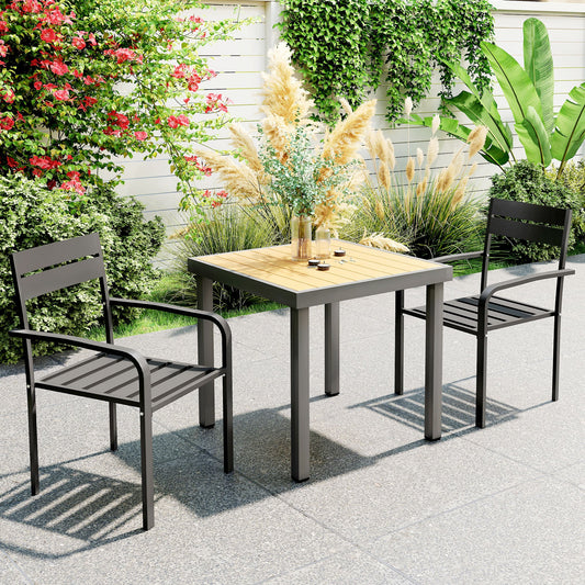 Tuinstoel – Tuinstoel – Balkonstoel – Stapelbare Stoel – Aluminium – Set van 2 – Armleuningen – Weerbestendig – Donkergrijs