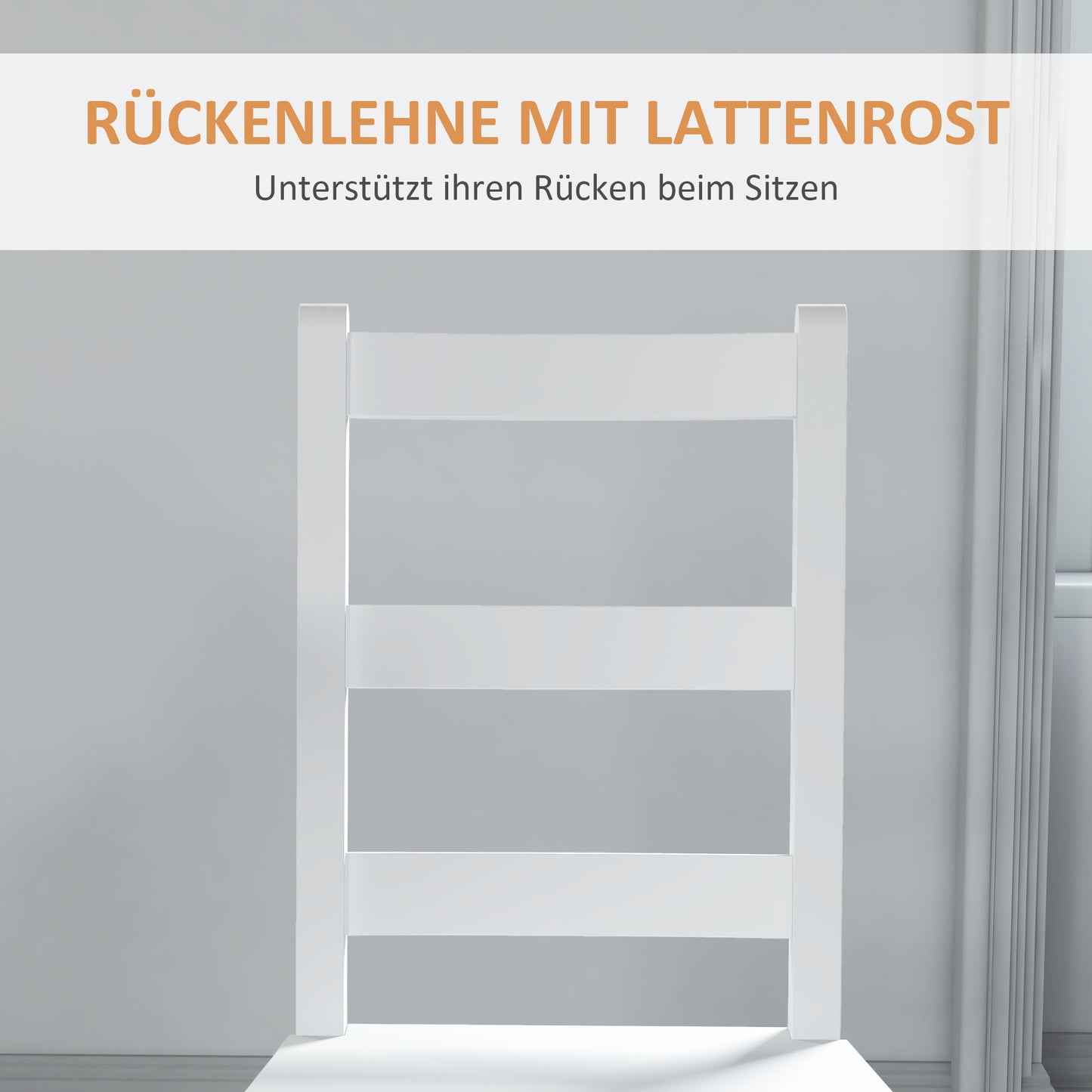 Eetkamerstoelen – Keukenstoelen – Houten Stoelen – Witte Stoelen – Lade Rugleuning – Set van 2 – Slipvaste Pootbeschermers – Massief Houten Frame 41,5x46x90 cm