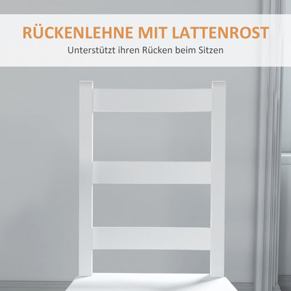 Eetkamerstoelen – Keukenstoelen – Houten Stoelen – Witte Stoelen – Lade Rugleuning – Set van 2 – Slipvaste Pootbeschermers – Massief Houten Frame 41,5x46x90 cm