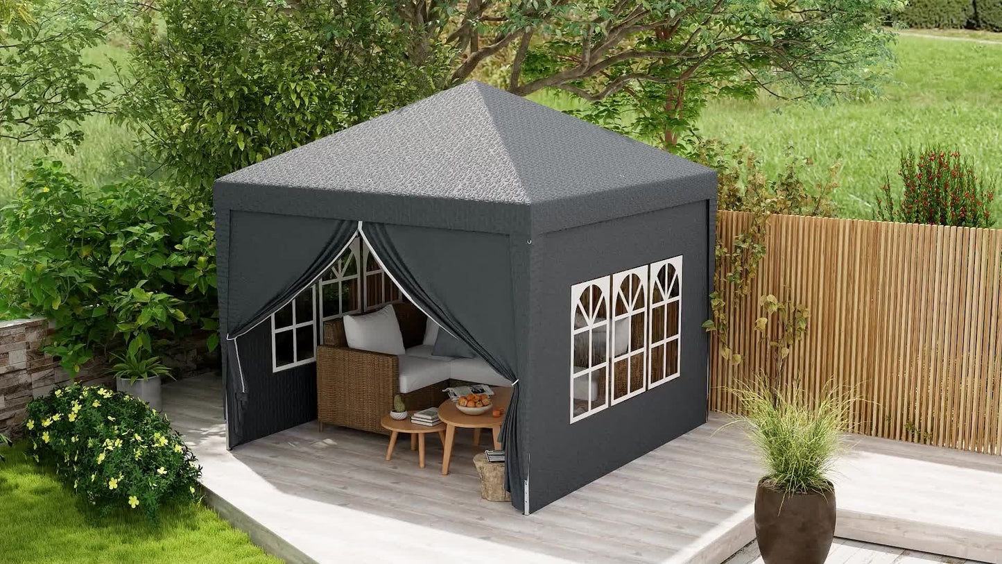 Partytent – Vouwtent – Paviljoen – Outdoor Tent – Evenemententent – 3 x 3 Meter – 4 Afneembare Wanden – Inclusief Grijze Transporttas