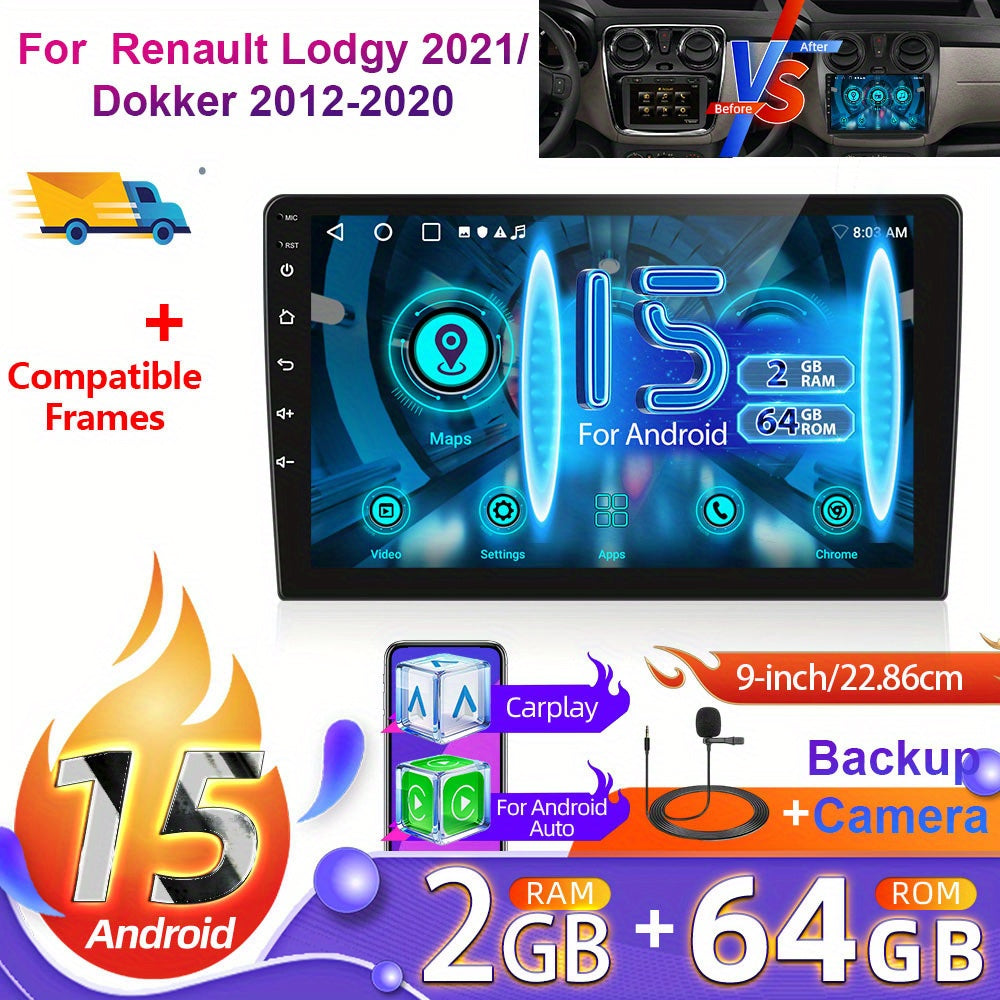 Autoradio – Auto Radio – Car Radio – Multimediaspeler – 2DIN – 9 Inch HD Touchscreen – Android 15 Systeem – Draadloos CarPlay & Bluetooth – Achteruitrijcamera & GPS Navigatie