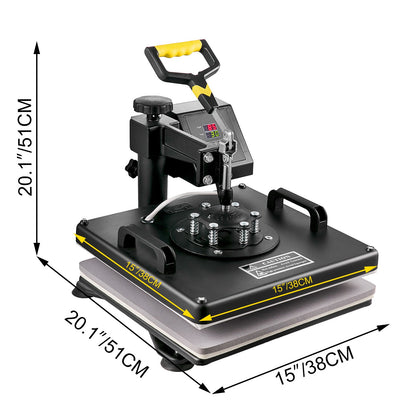Hittepers – Transferpers – Heat Press – Warmtepers – Sublimatiepers – 5-in-1 Multifunctioneel – 38x38 cm Teflonplaten – 1800W Snelle Verwarming