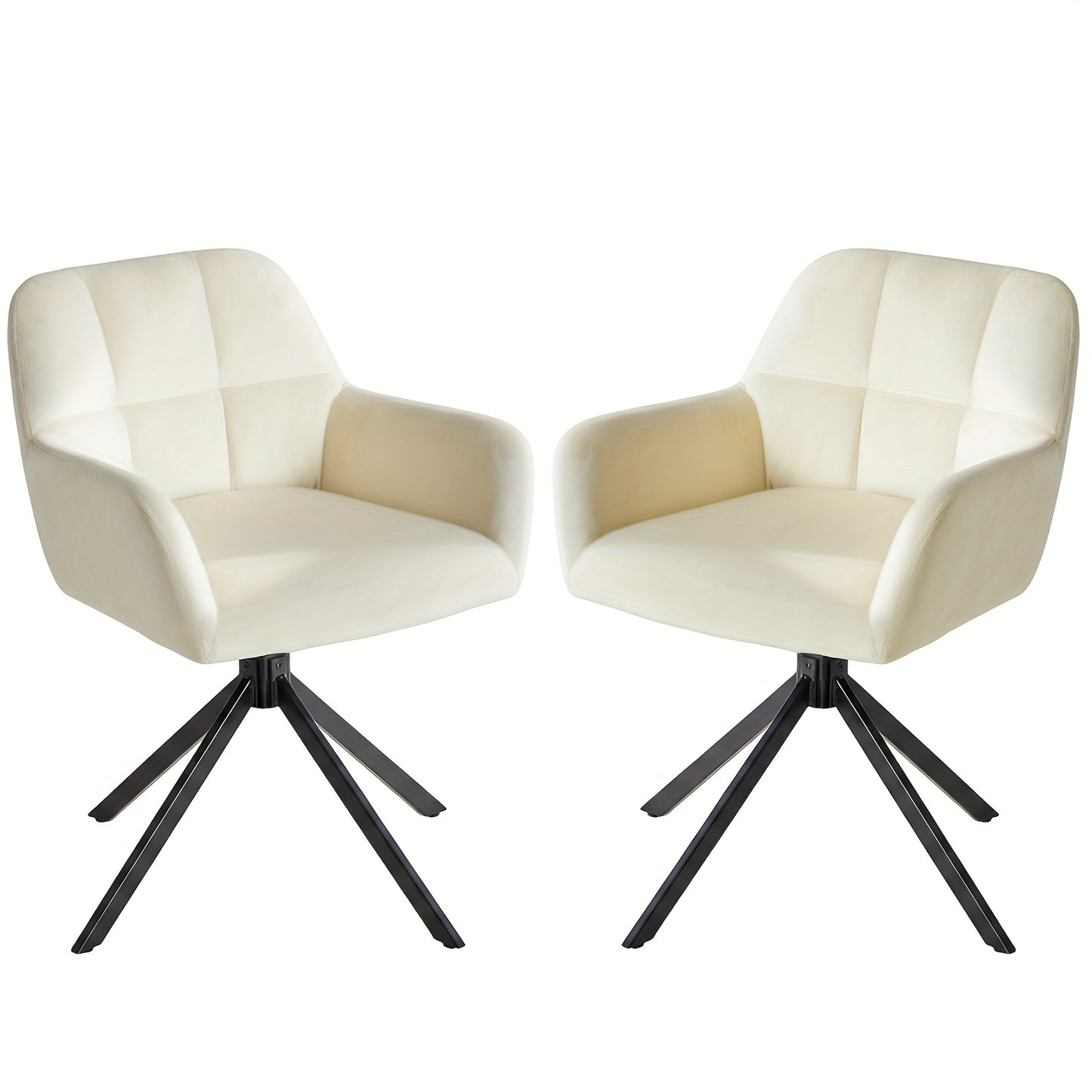 Eetkamerstoel – Stoel – Kuipstoel – Keukenstoel – Woonkamerstoel – Set van 2 – Beige Velvet Bekleding – Met Metalen Frame
