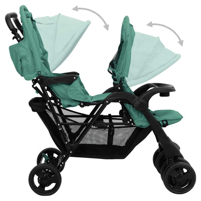Tandemwagen – Tweelingwagen – Duo Buggy – Duowagen – Bolderwagen – Stevig Stalen Frame – Verstelbaar Zonnescherm