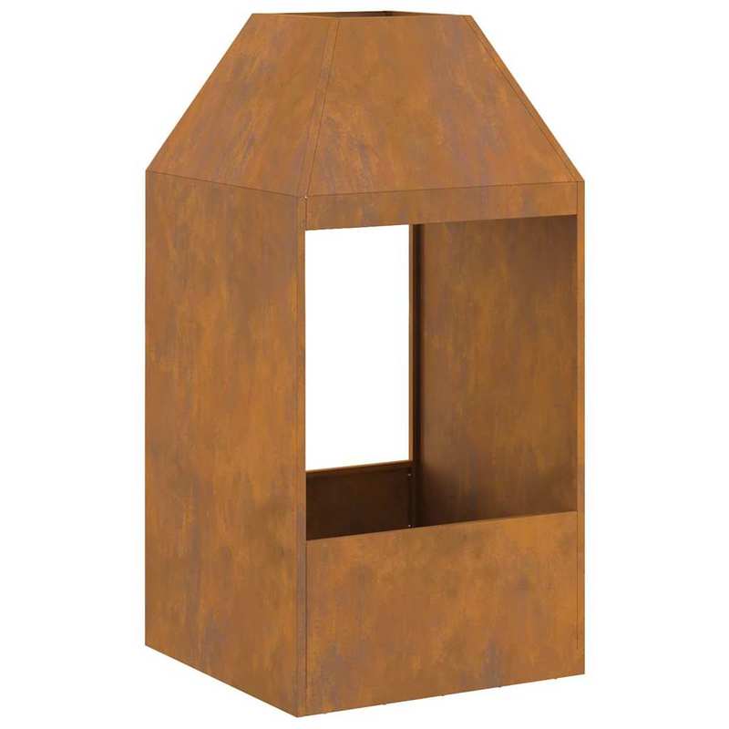 Fire Pit Brown 50 x 50 x 100cm Corten Steel - This Stylish Rectangular Outdoor Fire Pit Provides Warmth and Ambiance on Chilly Evenings. Durable Build for Long-Lasting Use, Eliminating Worries About Wear and Tear. Perfect Cho