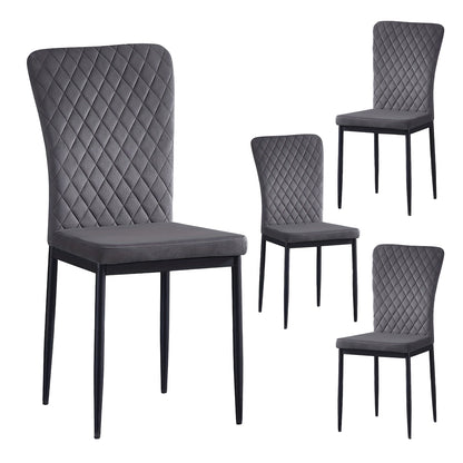 Eetkamerstoelen – Stoelen – Kuipstoelen – Eettafelstoelen – Metalen Stoelen – Set van 4 of 6 – Fluwelen en Kunstleren Bekleding – Hoge Rugleuning met Zachte Zitting