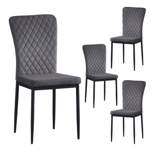 Eetkamerstoelen – Stoelen – Kuipstoelen – Eettafelstoelen – Metalen Stoelen – Set van 4 of 6 – Fluwelen en Kunstleren Bekleding – Hoge Rugleuning met Zachte Zitting
