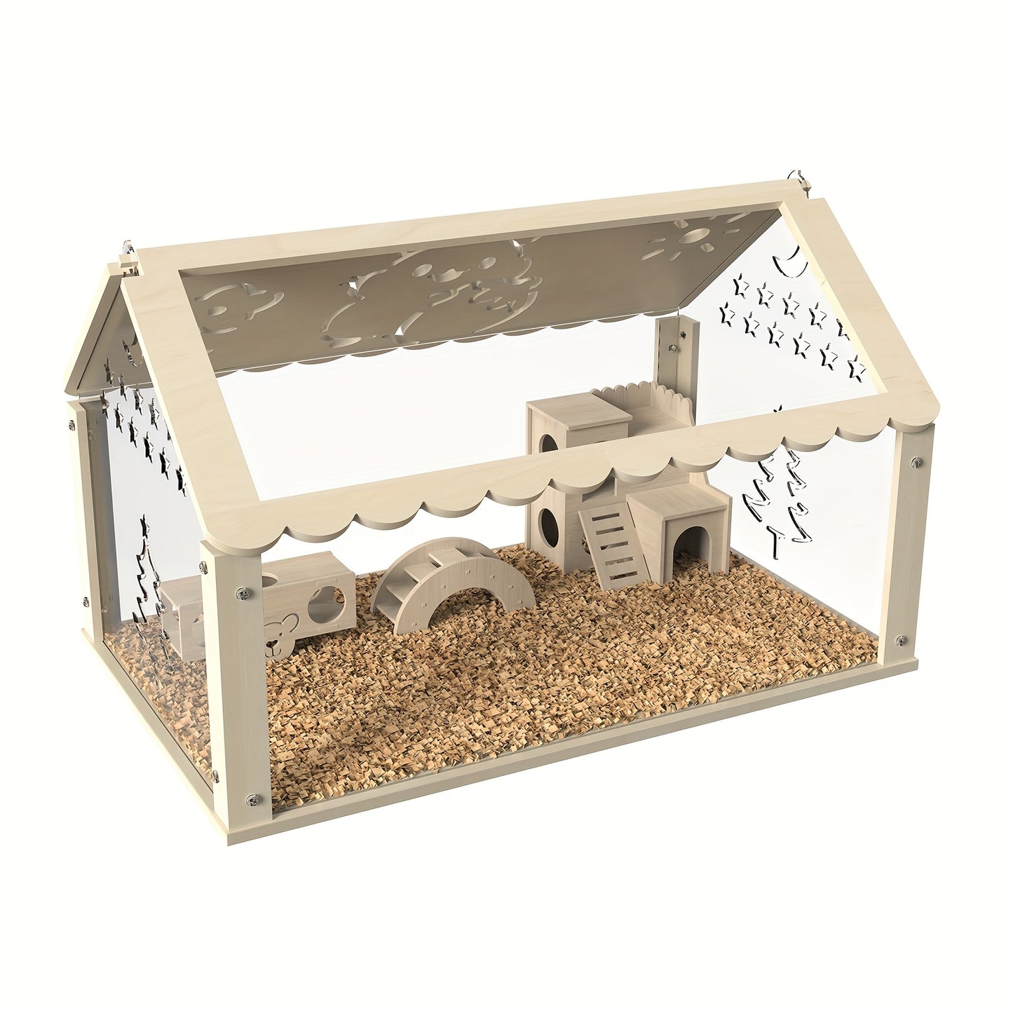 Hamstercage – Hamsterkooi – Knaagdierkooi – Dierenkooi – Muizencage – 60,96 cm Ruim – Hout Met Transparante Acrylpanelen