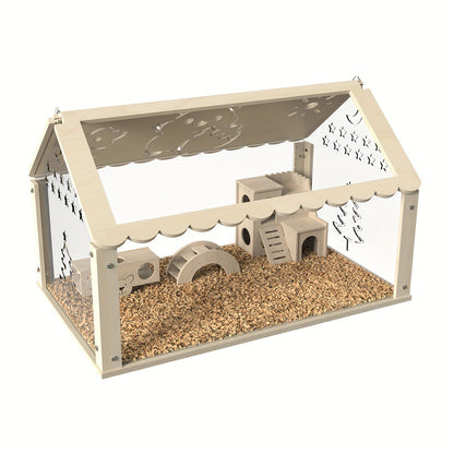 Hamstercage – Hamsterkooi – Knaagdierkooi – Dierenkooi – Muizencage – 60,96 cm Ruim – Hout Met Transparante Acrylpanelen