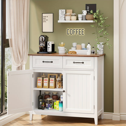 Dressoir – Opbergkast – Ladekast – Buffetkast – Keukenkast – Vintage Kleur – Hardhouten Materiaal – 81 cm Hoog