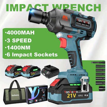 Accu Schroefmachine – Slagschroevendraaier – Schroefmachine – Boormachine – Accuboormachine – Brushless Motor – 2x 21V 4000mAh Dual Battery