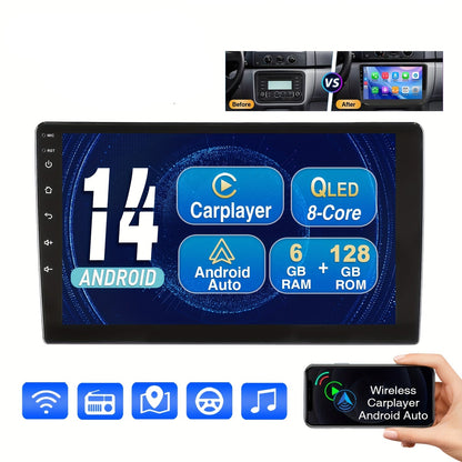 Multimedia Speler – Autoradio – Navigatiesysteem – 2 DIN Head Unit – Dashboard Entertainment – 10,1 Inch QLED HD Touchscreen – 6GB RAM & 128GB Opslag
