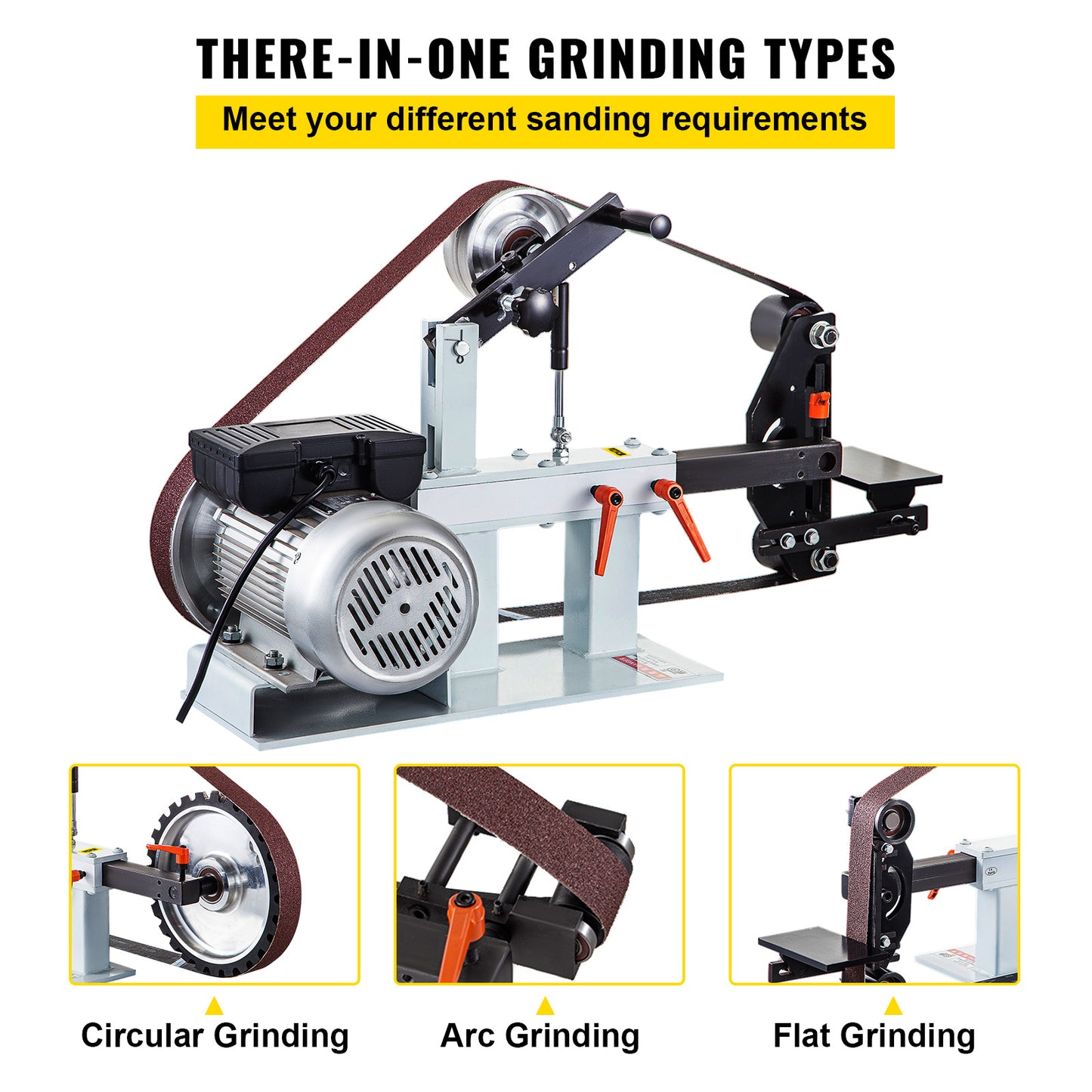 Bandschuurmachine – Bandschuurder – Schuurmachine – Slijpmachine – 1500W Motor – 3-in-1 Schuurwielen – Stalen Frame – 2800 RPM