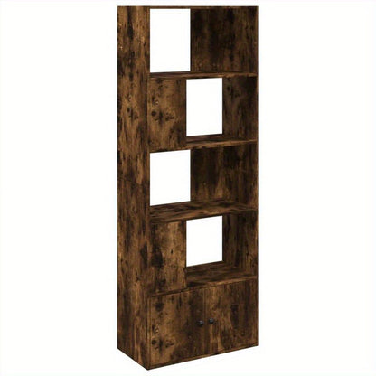 Bookshelf 70X36X189 Cm Made of Treated Wood in Smoked Oak Color. Vertical Shelves, Sturdy And Durable, Attractive, Ample Storage Space, Smooth Surface, Moisture-Resistant, Warp-Resistant, And Split-Resistant, Suitable for Off