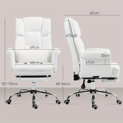 Bureaustoel – Ergonomische Stoel – Office Chair – Gamingstoel – Bureaukruk – Verstelbare Zithoogte 48-56 cm – Kantelbare Rugleuning 155° Met Lendensteun en Voetensteun – Hardhouten Frame – 360° Draaibaar