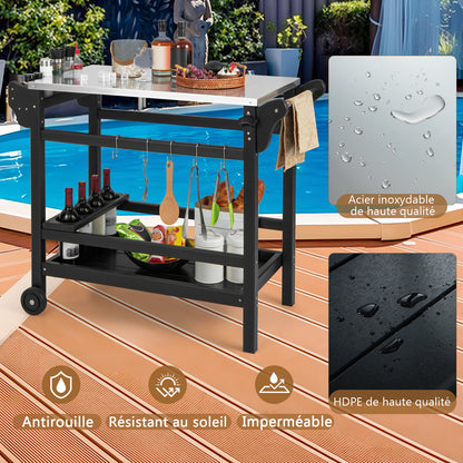 Outdoor Grillcart Tafel – Barbecue Tafel – Buitenkeukentafel – Grill Werktafel – Foodprep Tafel – Roestvrijstalen Werkblad – Weerbestendig HDPE Frame