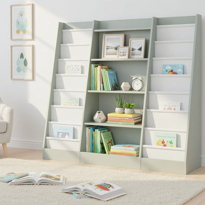 Boekenplank – Boekenkast – Wandrek – Opbergplank – Wandplank – 14 Vakken Met Stoffen Lades – Stevig Hardhout En Kunstboard – Vrijstaand En Ruimtebesparend Design