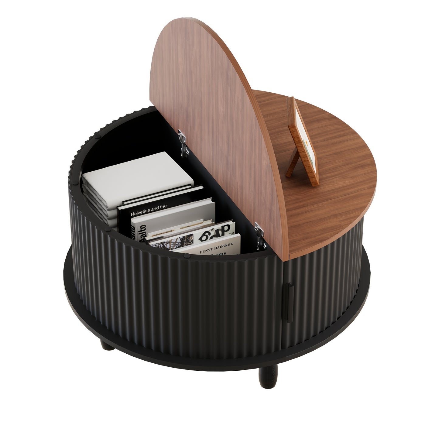 Salontafel – Koffietafel – Bijzettafel – Woonkamertafel – Tafel – Modern Rond – Verborgen Opbergruimte – Stevig Massief Hout