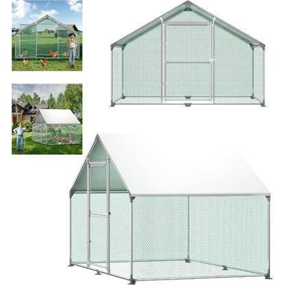Buitenren Kipren Dierenren Kippenhok Kippenkooi – 3x2x2m – Gegalvaniseerd Stalen Frame – Veilig Slot & UV-bestendig Dak