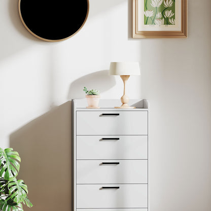 Ladekast – Commode – Opbergkast – Kledingkast – Dressoir – 5 Lades – Melamine Afwerking – Anti-Kantel Systeem – Modern Wit