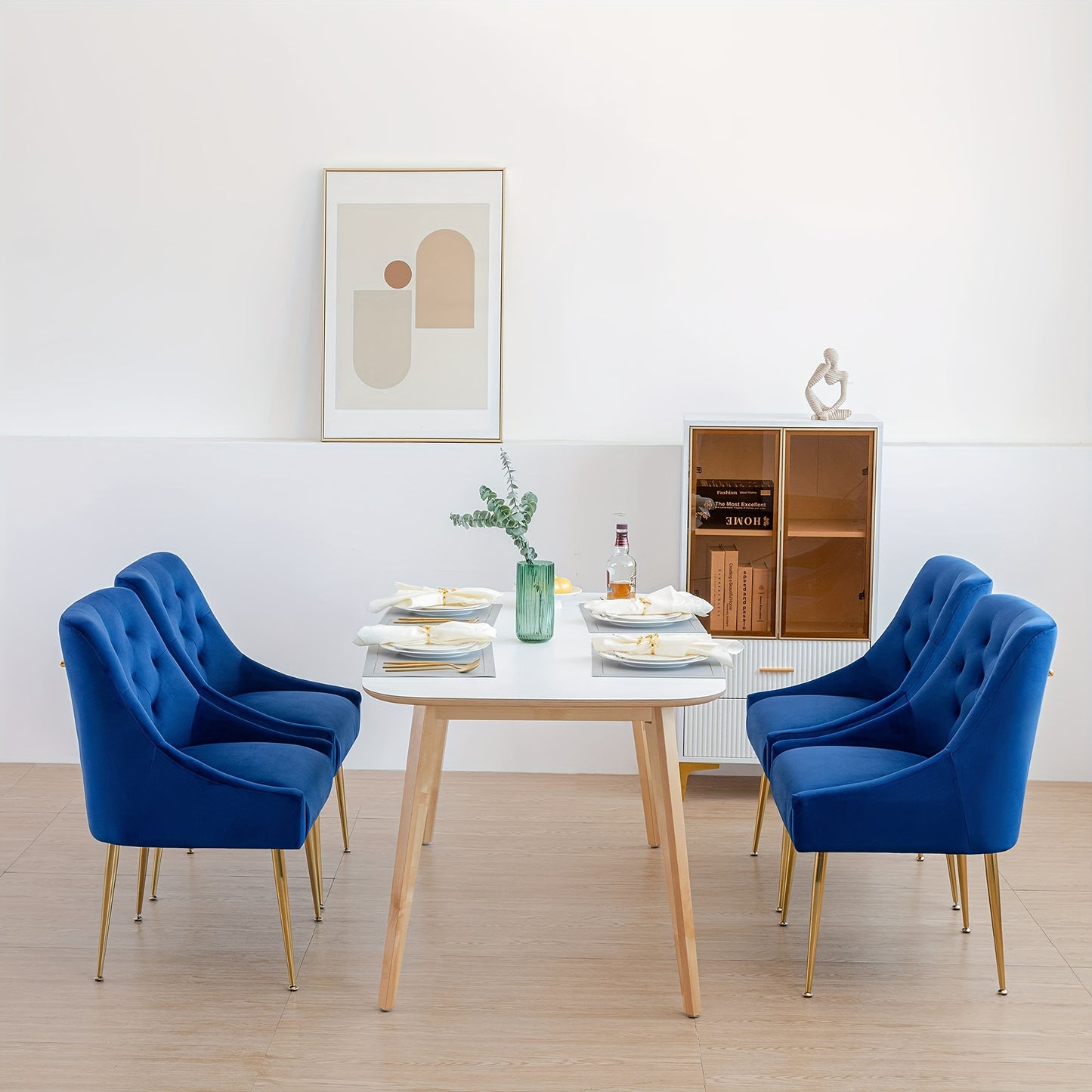 Eetkamerstoel – Stoel – Keukenstoel – Dinerstoel – Kuipstoel – Fluwelen Bekleding – Goud Metalen Frame