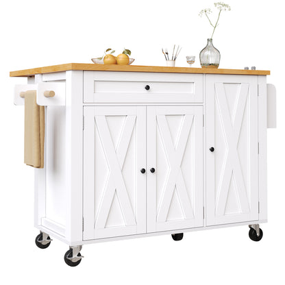 Keukenkast – Keukenmeubel – Opbergkast – Buffetkast – Keukenonderkast – Uitschuifbaar Keukenwagentje Met Wieltjes – Inclusief Handdoekrek & Kruidenrek – Afmetingen 99x70(40)x90 cm – Wit