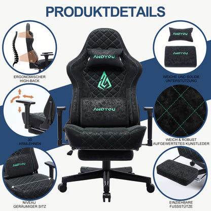 Retro Faux Leather Ergonomic Gaming