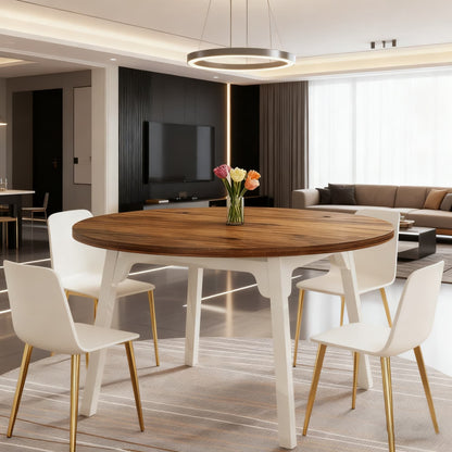Eettafel – Tafel – Keukentafel – Ronde Tafel – Eetkamertafel – 120 cm – Krasbestendig MDF Blad – Uitbreekbaar Blad voor 4-6 Personen