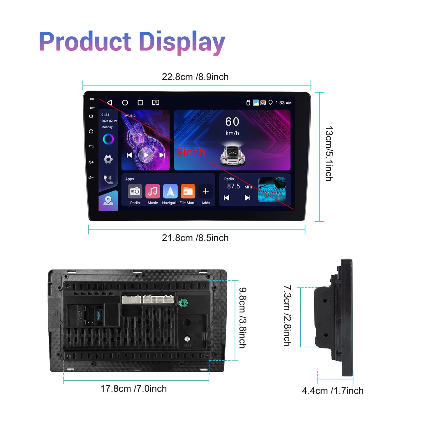 Autoradio Peugeot 207 – 2 DIN Radio – Android Car Stereo – Touchscreen Autoradio – Multimedia Systeem – 9 Inch HD Display – Android 15.0 Met Wireless CarPlay & Achteruitrijcamera