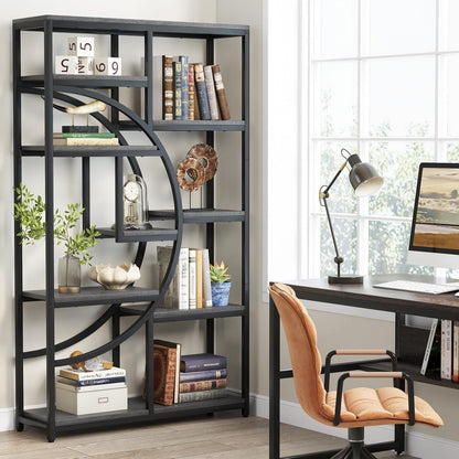 Boekenkast – Boekplank – Boekenrek – Vakkenkast – Opbergkast – Industrieel Design – 5 Laags – Vrijstaand – MDF Hout – Grijs – Ruimtebesparend – Eenvoudige Montage