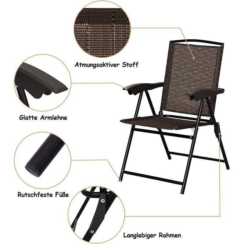5-delig Bistro Set – Tuinset – Buitenmeubelen – Terras Meubilair – Balkonset – Gepoedercoat Stalen Frame – Opvouwbare Stoelen Met Gehard Glas Tafelblad