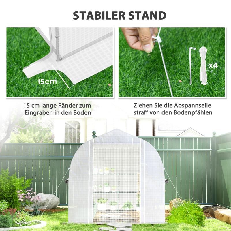 Kweekkas – Tuinkas – Broeikas – Plantenkas – Serre – Gegalvaniseerd Stalen Frame – UV-Bestendige Witte Hoes – 3x2x2 Meter – Ventilatie Met 4 Ramen En Oproldeur