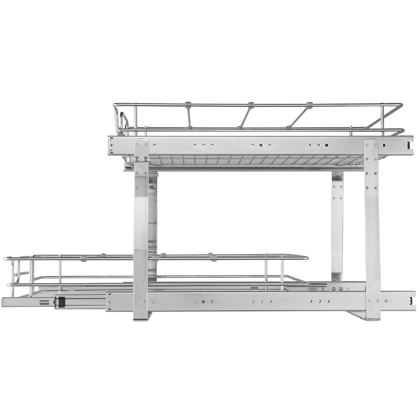 Uittrekmand Keukenkast – Uitschuifmand – Keukenorganizer – Kastmand – Opbergbak – Chroomgecoat Staal – 2 Laags Met Max. Draagvermogen 30 Kg