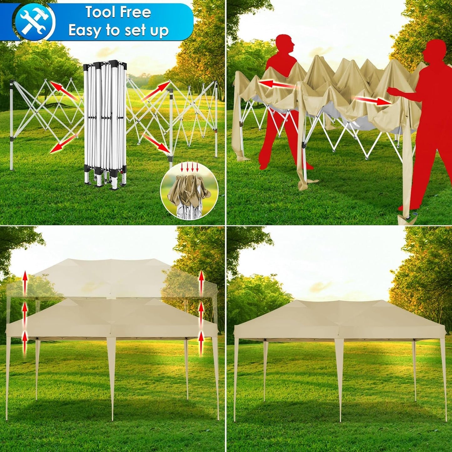 Partytent – Paviljoen – Feesttent – Tuintent – Luifeltent – Pop-up – 3,05x6,1 m – 8 Verwijderbare Zijwanden – Draagtas Inclusief