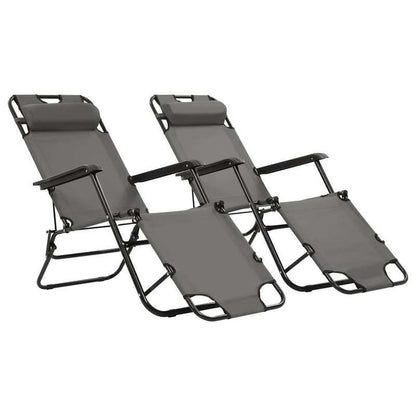 Inklapbare Ligstoelen – Verstelbare Tuinstoelen – Relaxstoelen – Lounge Stoelen – Roestvrijstalen Frame – Verstelbare Rugleuning