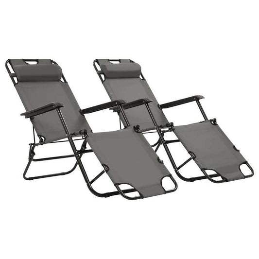 Inklapbare Ligstoelen – Verstelbare Tuinstoelen – Relaxstoelen – Lounge Stoelen – Roestvrijstalen Frame – Verstelbare Rugleuning