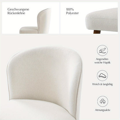 Eetkamerstoelen – Stoelen – Keukenstoelen – Design Stoelen – Witte Stoelen – Set Van 2 – Mid-Century Modern – Gebogen Rugleuning – Gestoffeerde Zitting – Massief Houten Poten