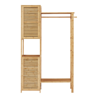 Kledingrek – Garderoberek – Kledingstang – Dressboy – Opbergkast – Bamboehout – 164x99x29 cm – Ventilatieroosters & Schoenenrek