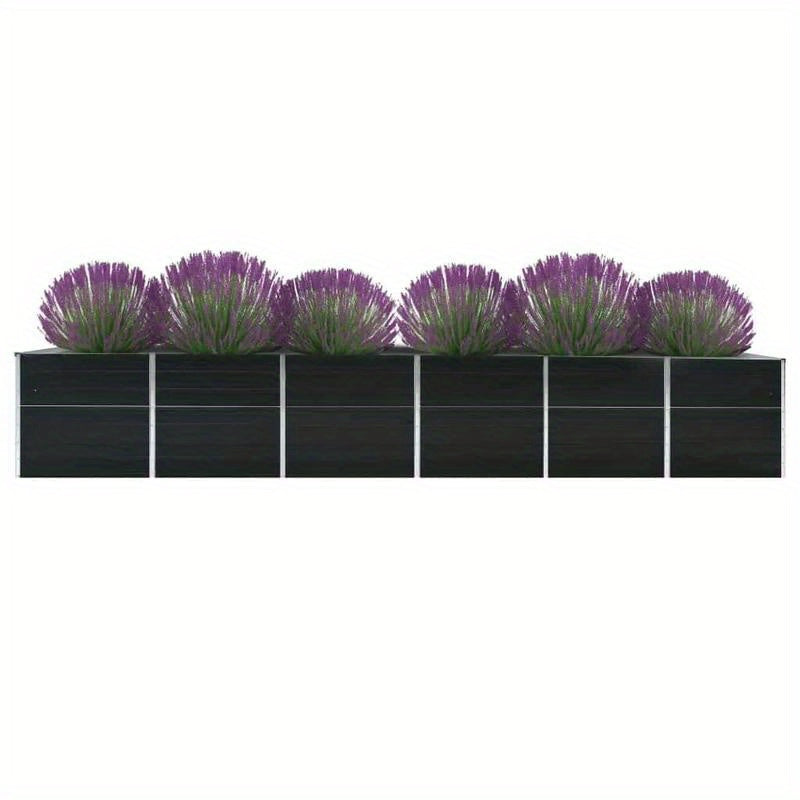 Plantenbak – Verhoogde Plantenbak – Bloembak – Kruidenbak – Moestuinbak – Antraciet – Gegalvaniseerd Staal – Groot Formaat 480x80x77 cm