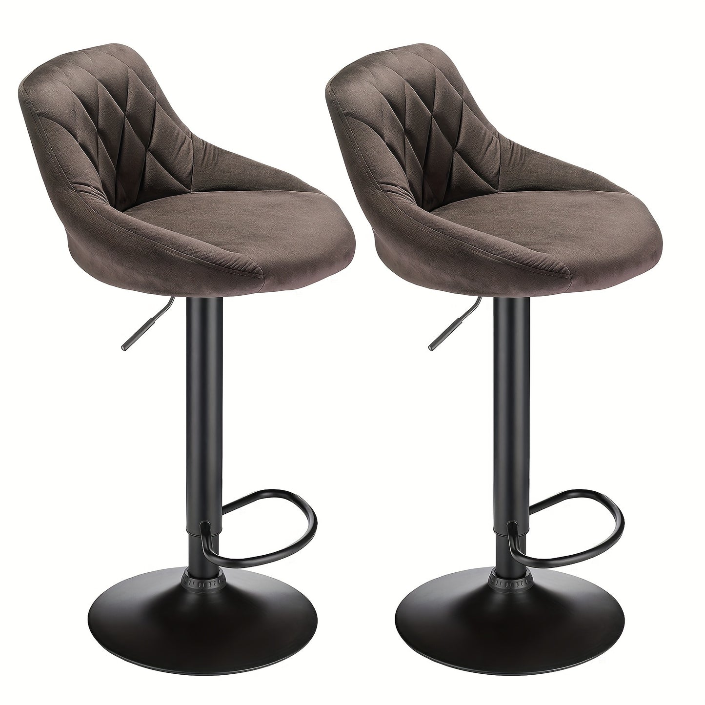Velvet Barkrukken – Barstoelen – Keukenkrukken – Horecakrukken – Barkruk Set 2 Stuks – Zachte Velvet Bekleding – Stevig Metalen Frame - Bruin