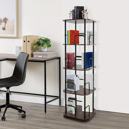 4-Tier Rotating Bookshelf | Wooden Floor Standing Book Storage Shelf, Multipurpose Use, Assembled by NaMaSyo, Utility Racks