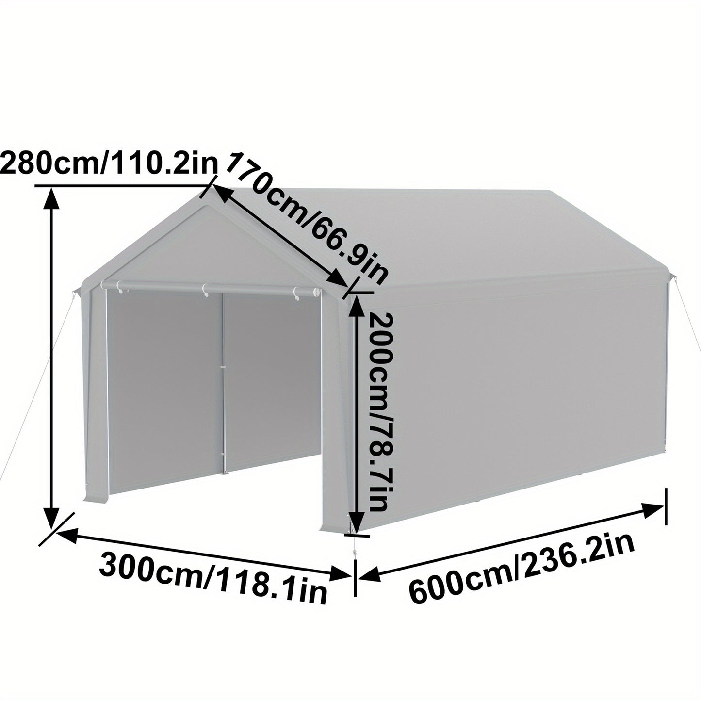 Overkapping Auto – Carport – Garage Tent – Buiten Tent – Schuilhok – 3x6 Meter – Stevig Gegalvaniseerd Stalen Frame – Waterafstotend PE Doek