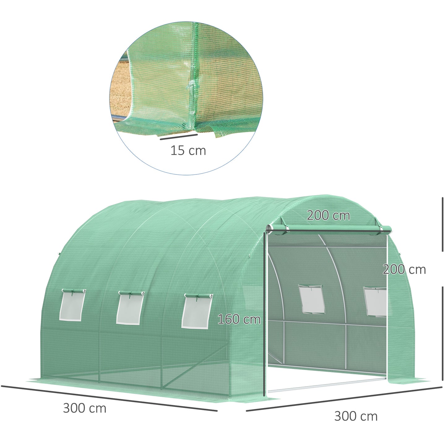 Tuinkas – Kweekkas – Serre – Groentekas – Tunnelkas – 3x3x2 Meter – Stalen Frame – UV-Bestendig