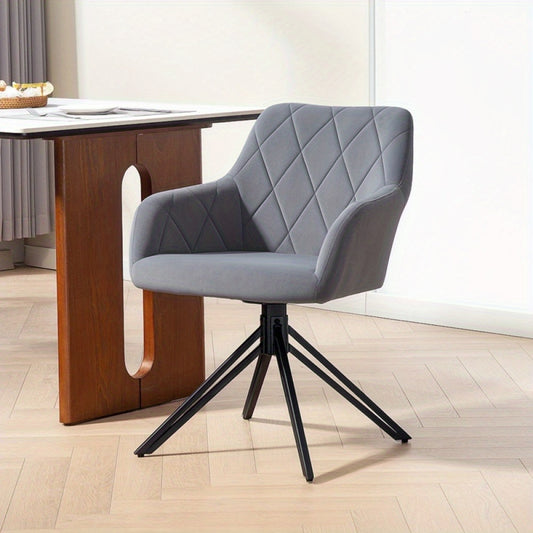 Eetkamerstoel – Stoel – Kuipstoel – Lounge Stoel – Draaistoel – Velvetlook Bekleding – Stevig Metalen Onderstel – Compact Formaat 58x60,5x79 cm – Onderhoudsvriendelijk & Stijlvol