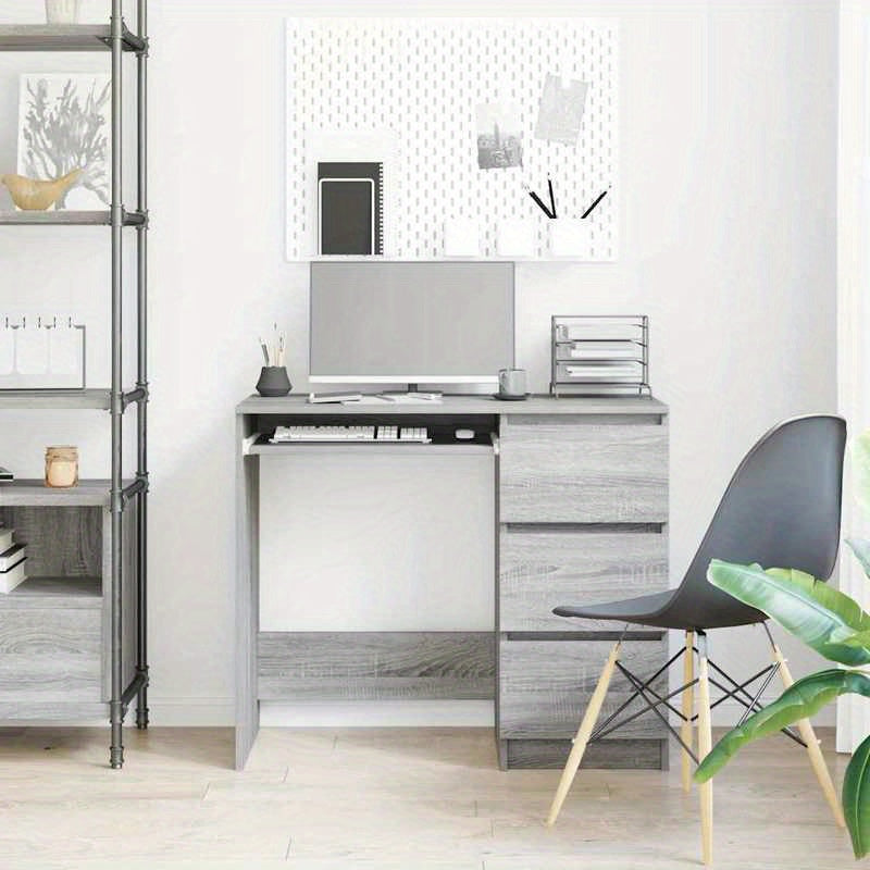 Bureau – Schrijftafel – Computertafel – Werkplek – Studieplek – Modern Design – 90x45x76 cm – Gemaakt van Duurzaam Hardwood – 2 Lades Met Open Planken – Gemakkelijk Montage – Mixed Color Afwerking