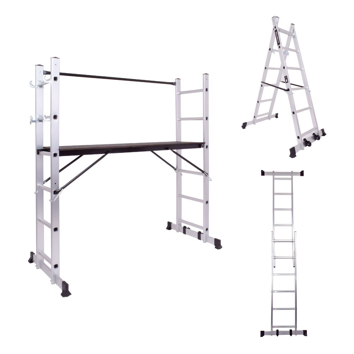 Steigerladder – Multifunctionele Ladder – Kamersteiger – Werksteiger – Vouwladder – Aluminium – Hoogte 165,5 cm – Draagvermogen 150 kg