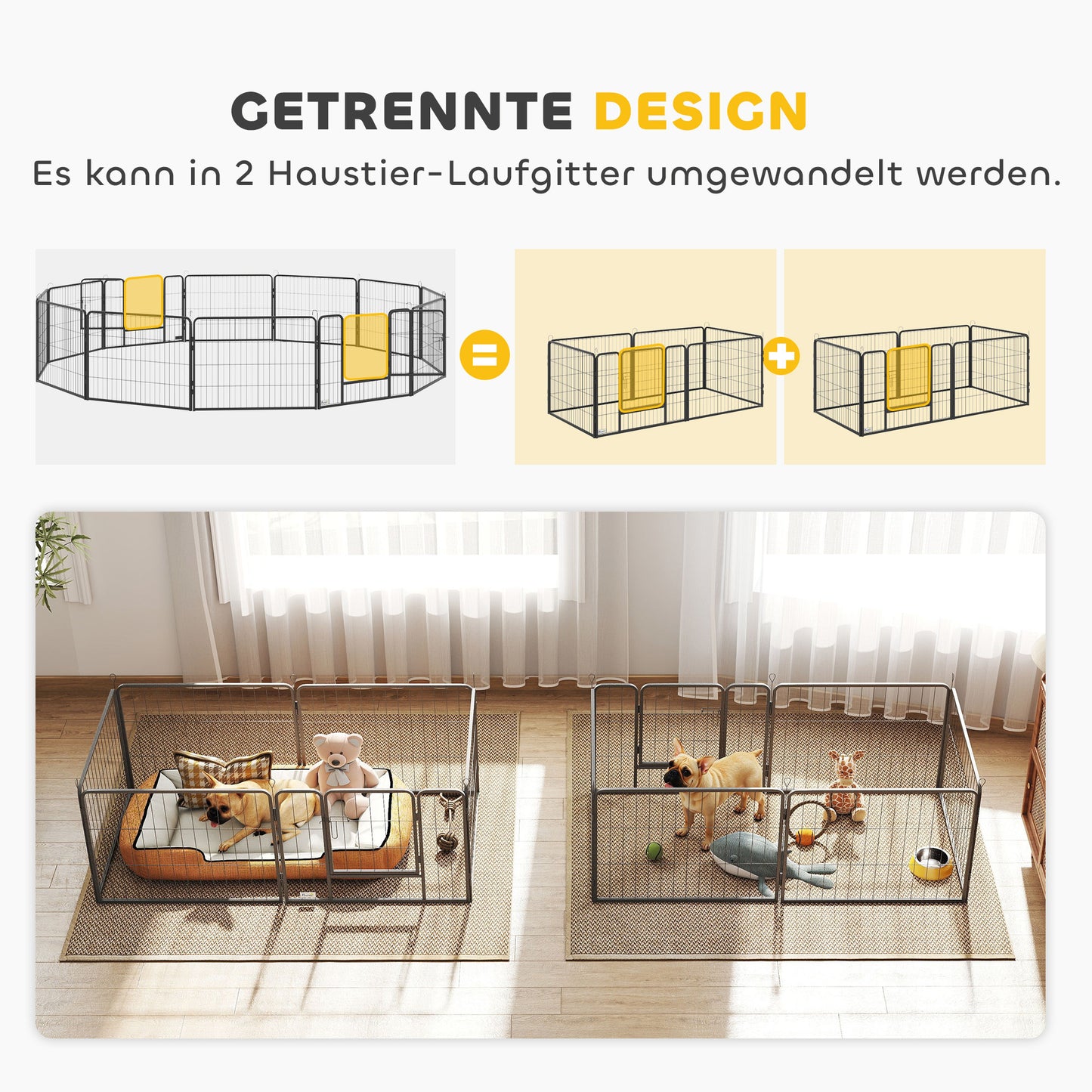 Pet Enclosure, Puppy Playpen, 12 Panels, Outdoor & Indoor, Black