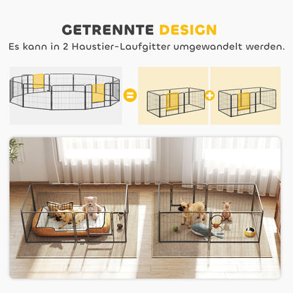 Pet Enclosure, Puppy Playpen, 12 Panels, Outdoor & Indoor, Black