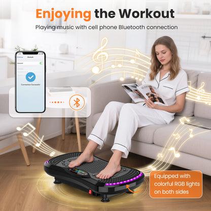 Trilplaat – Vibratieplaat – Vibratietrainer – Powerplate – Fitnessplatform – 200W Motor – 120 Snelheidsniveaus – Inclusief Afstandsbediening, Yogamat en Weerstandsbanden – Maximaal 120 kg Belastbaar