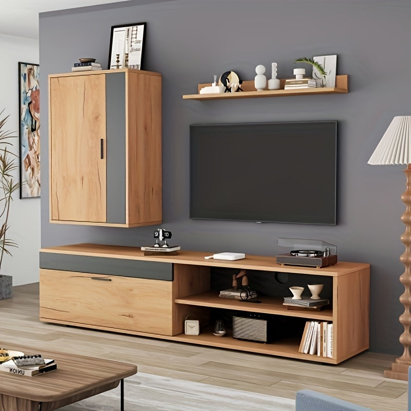 Tv-meubelset – Meubel Tv Met Rangement – Tv Meubel – Tv Kast – Tv Rek – Compact Formaat – Duurzame Constructie – Eenvoudig Te Monteren – Bruin